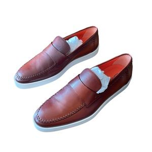 Santoni Dowdy Slip On Loafers Brown Mens Size 9.5